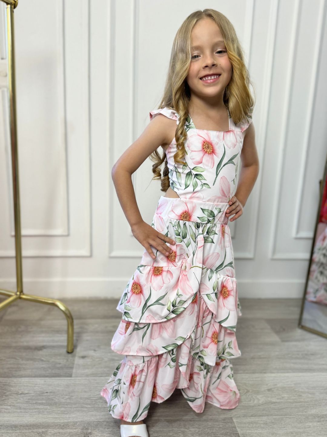 Vestido Largo para niña con fruncidos - Luciana