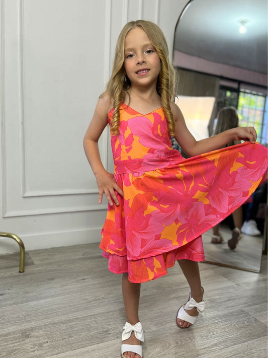 Vestido corto en de tiras para niña - Celeste